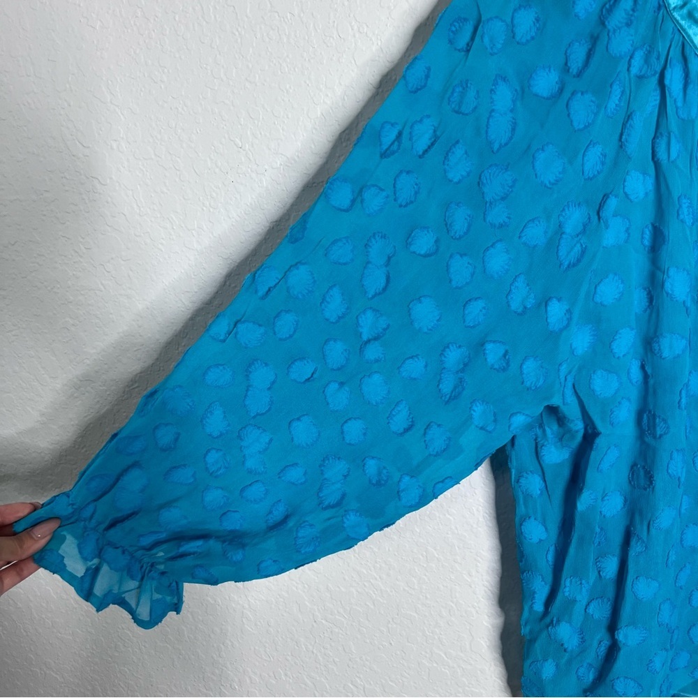 Aratta Silent Journey Top Womens Large Shirt Sheer Turquoise Boho Tassels B4 - Picture 4 of 9